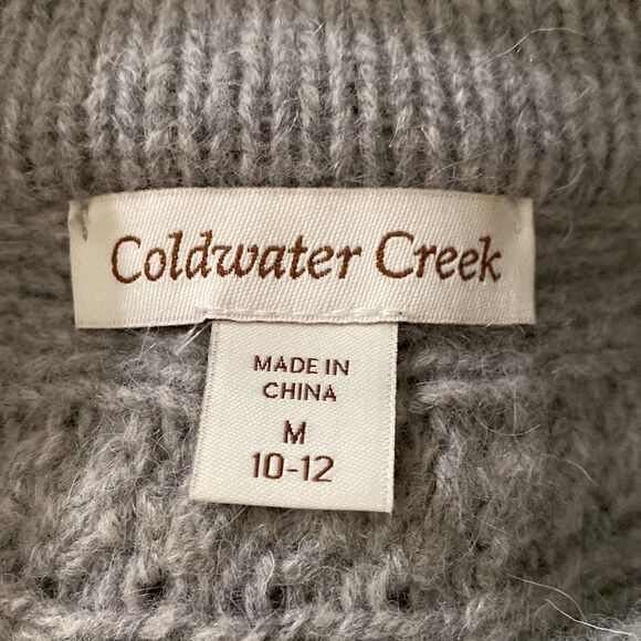 Coldwater Creek Wool Rabbit Hair Blend Cable Knit Embellished Cardigan FLAW Sz M - Picture 13 of 16